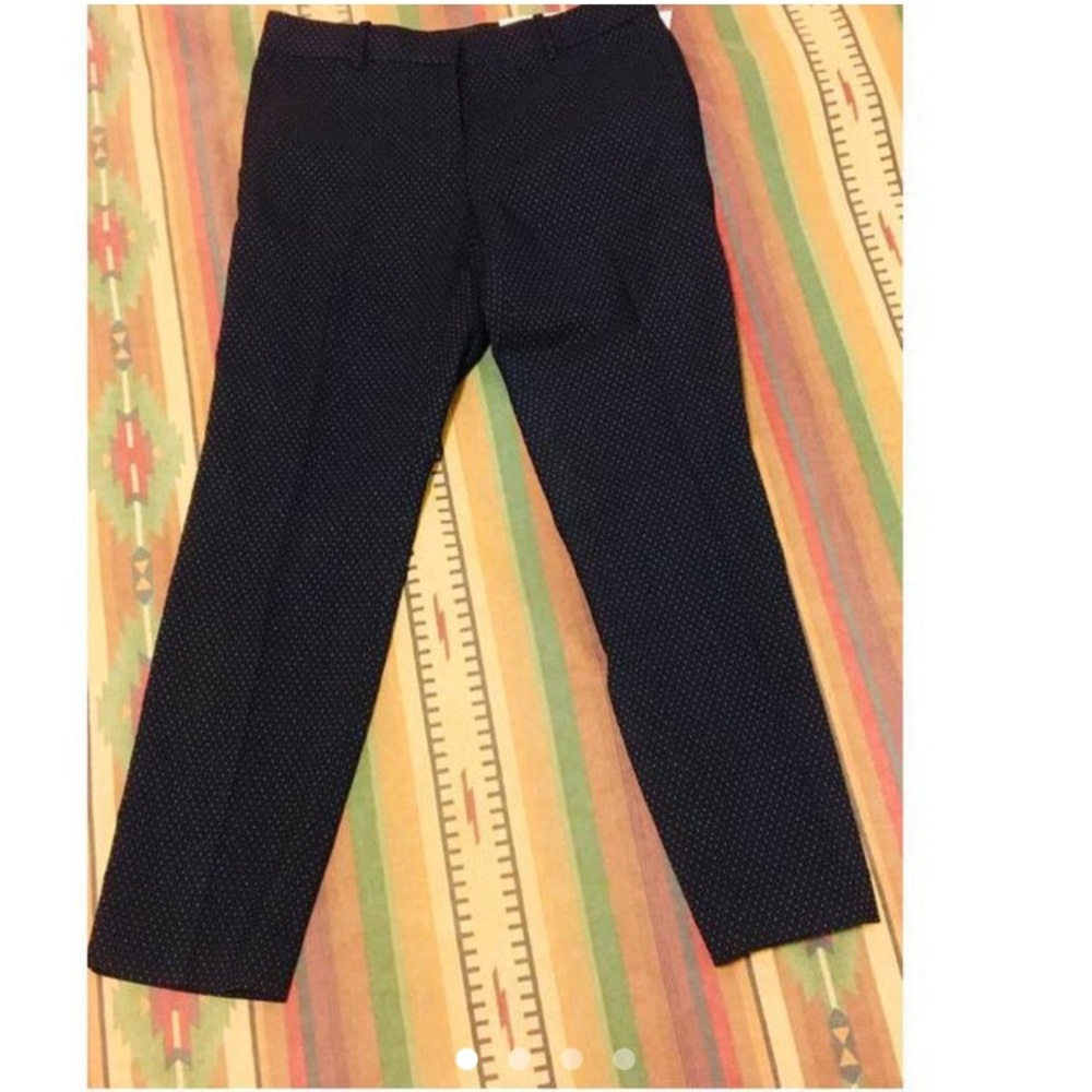 NWTs Navy Blue & White Polka Dot Ann Taylor Petite Ankle Fit Pants